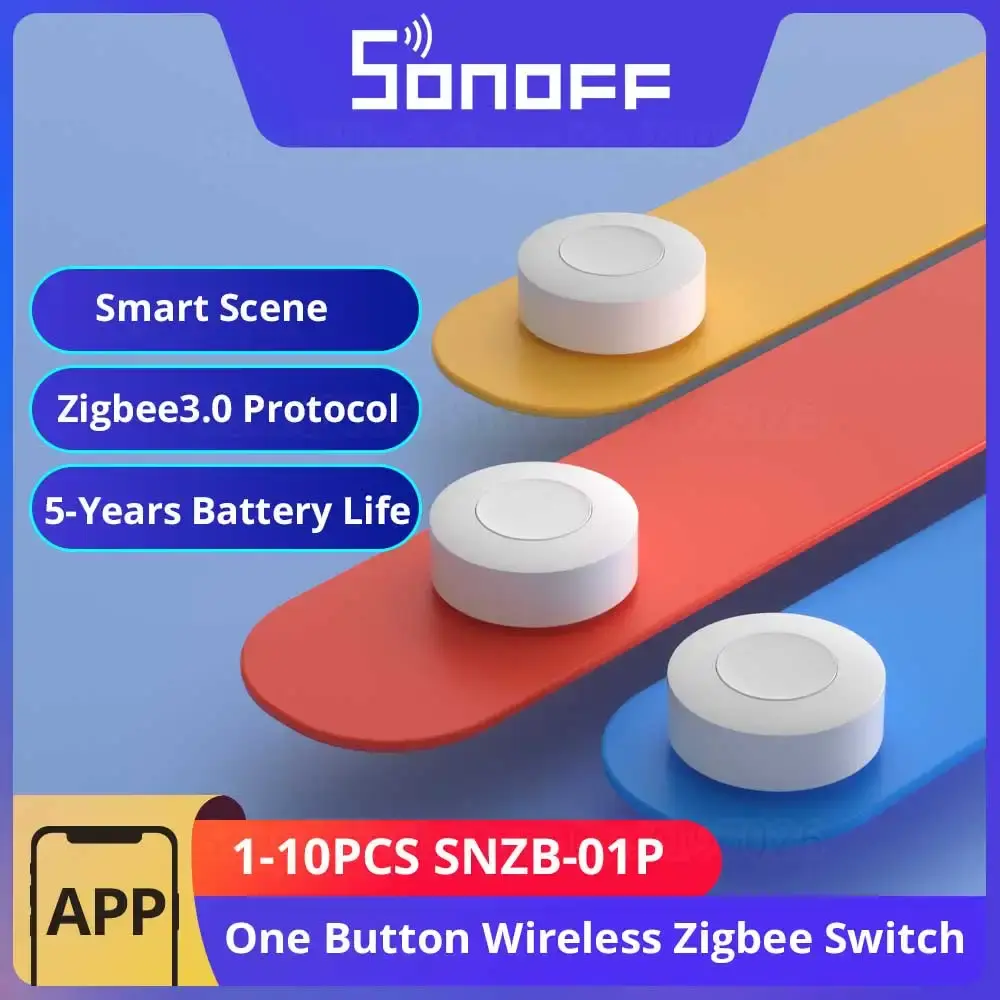 Sonoff SNZB-01P interruptor inteligente sem fio zigbee 1-10pcs cena inteligente via ewelink controle bidirecional com tx ultimate nspanel pro switch
