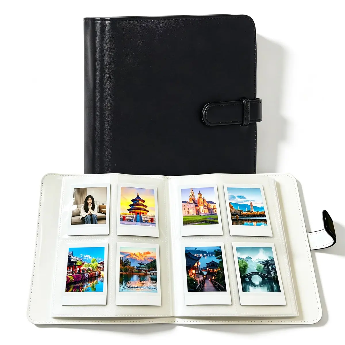 Álbum de Fotos e Cartões PU 3 Polegadas, Capacidade 256 Fotos, Impermeável, Compatível com Instax Mini e Fotos 2x3 Polegadas, Fecho com Alça de Argola - 1