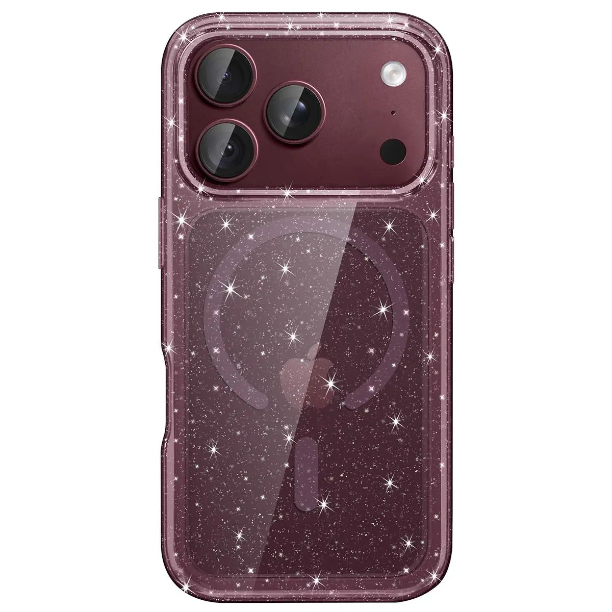 JETech Capa Magnética Glitter para iPhone 18 Pro, Cereja Escura | Compatível com MagSafe, Design Brilhante e Cintilante, Proteção À Prova de Choque, Cintilante e Fofo Mulheres e Meninas