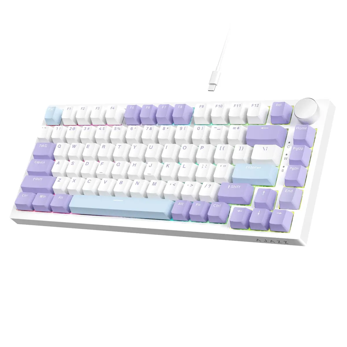 Attack Shark Ajazz Teclado Mecânico Troca em Quente 75%, Teclado de Jogo TKL com Iluminação RGB e Controle por Botão, Espuma Poron, Almofada de Silicone, Junta, NKRO, Teclas PBT para Win/Mac