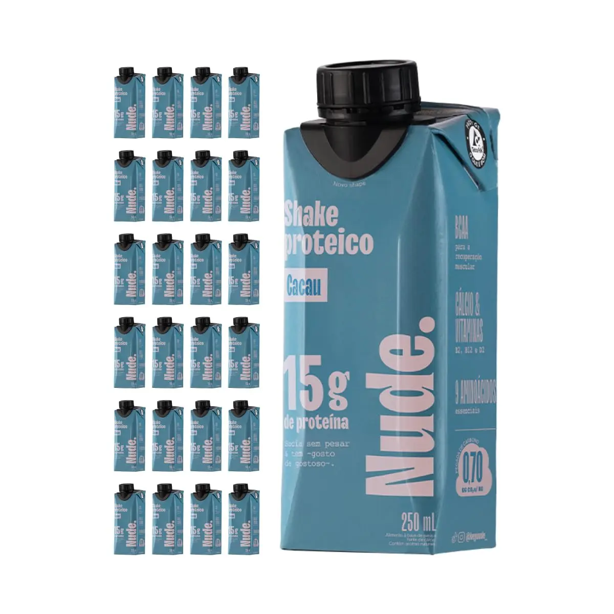 Nude Shake Proteico de Aveia Cacau 250ml - Pack 24 Unidades