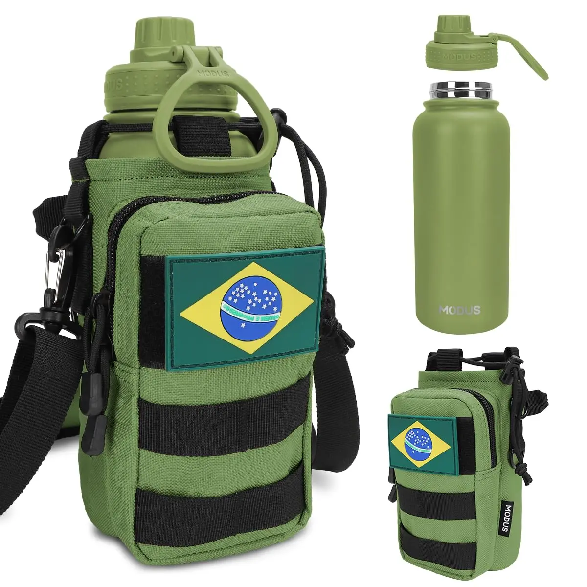 MODUS Garrafa Térmica Inox 950ml com Bolsa Porta (Verde) | Portátil para Viagens e Atividades ao Ar Livre - 1