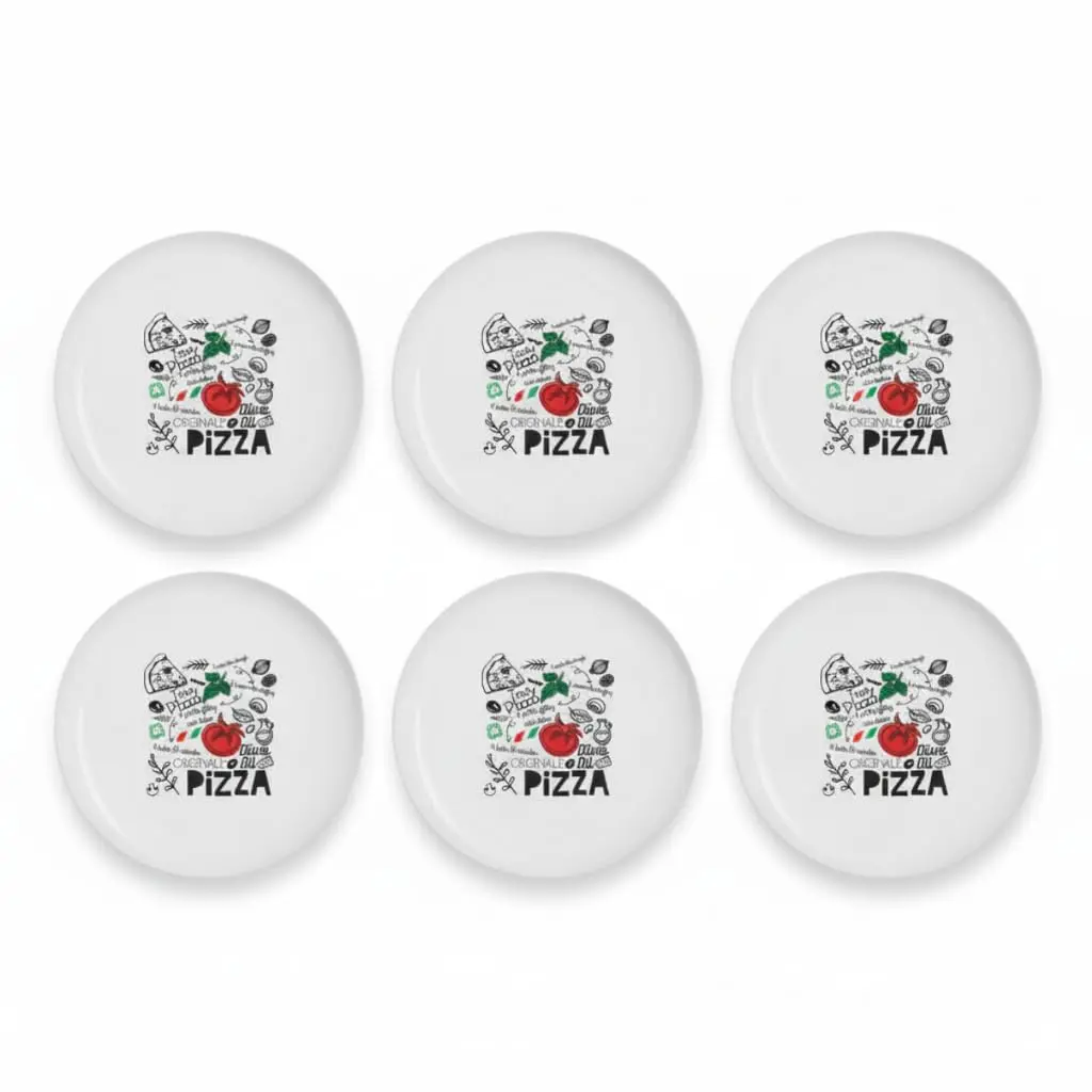 Prato de Opaline Decorado Pizza, 32 cm, Branco com Estampa Temática Italiana, Vidro Temperado Resistente, Superfície Lisa e Brilhante, para Servir Pizzas e Massas - 1