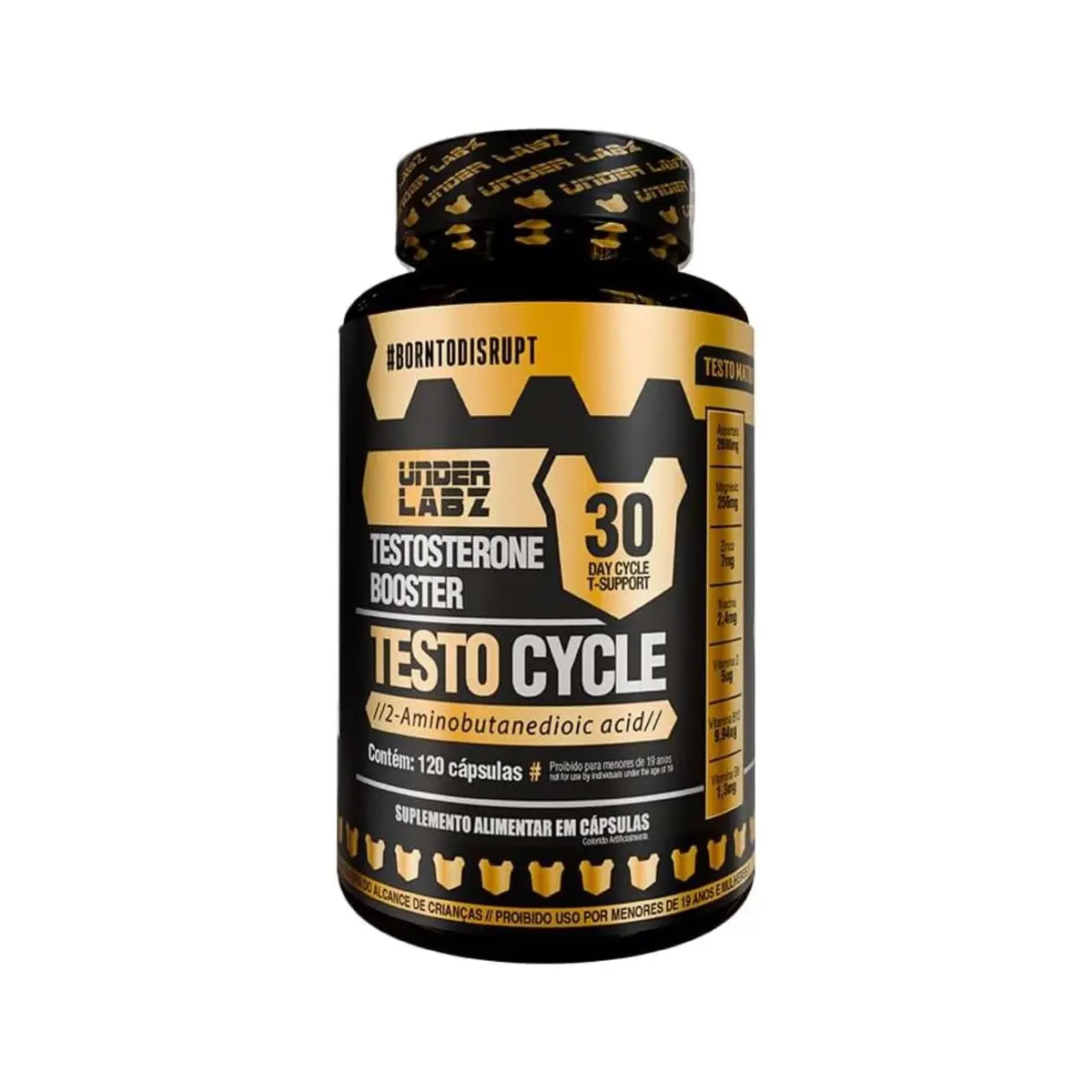 Testo Cycle - Under Labz | 120 Cápsulas - 30 Doses | Suplemento Masculino Natural | Performance, Vitalidade e Equilíbrio Hormonal com Vitaminas e Minerais Essenciais - 1