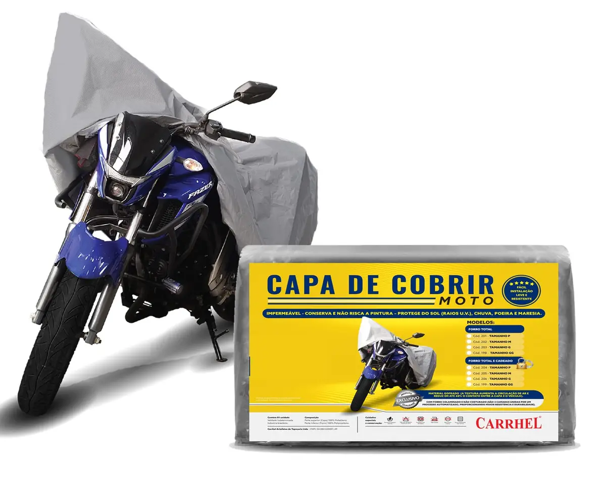 Capa para cobrir Moto 100% Forrada e impermeavel com cadeado - Tamanho G - 1