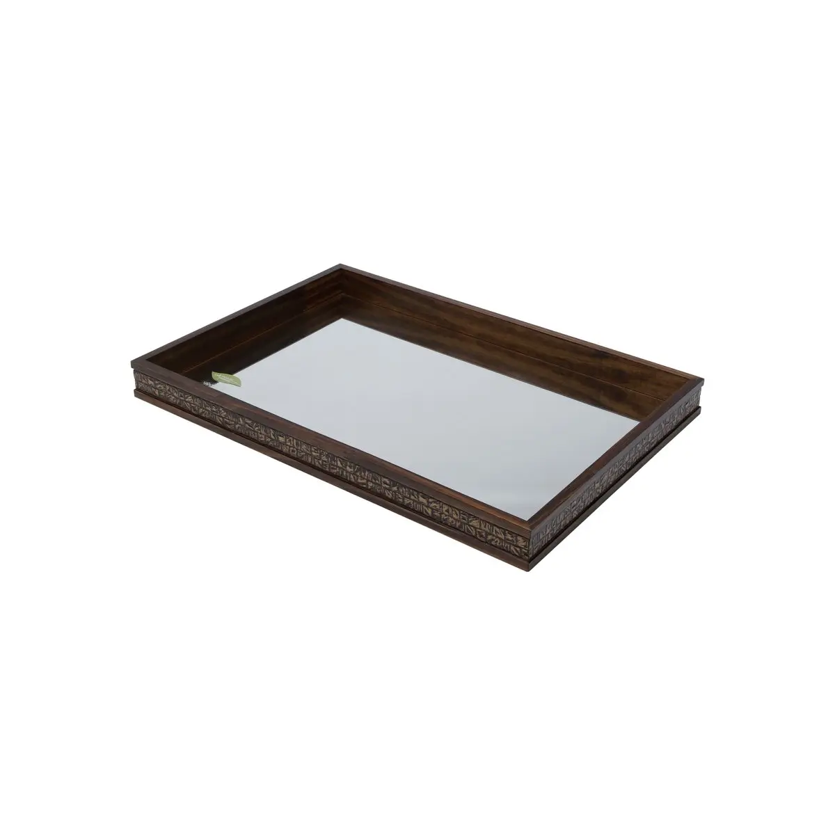 WOLFF - Bandeja de Madeira com Espelho Coquinho 41cm x 31cm x 5cm - Woodart