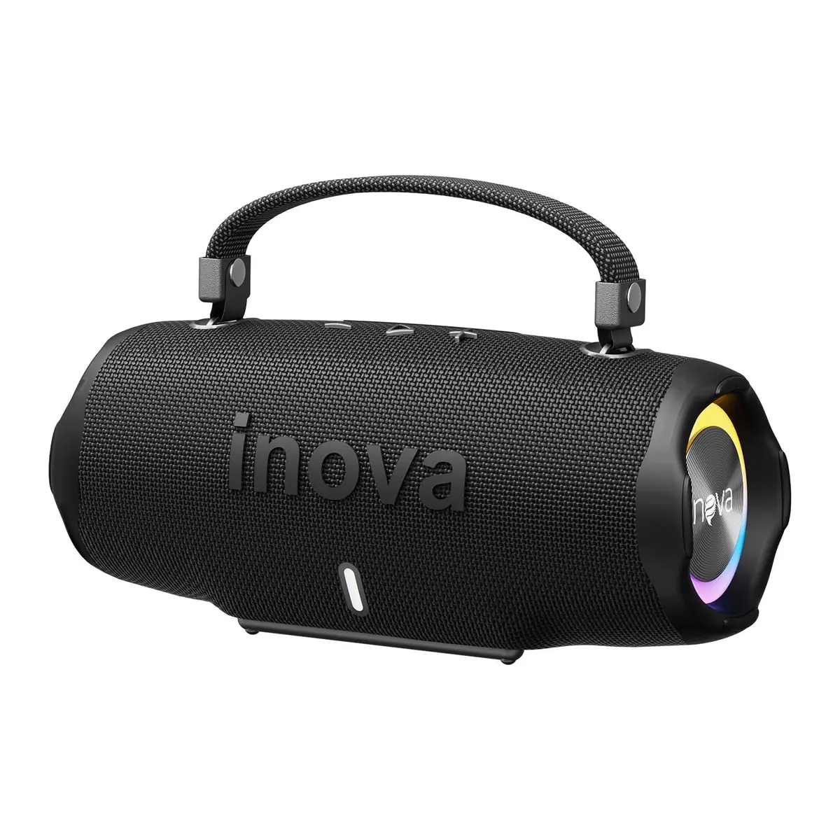 INAVA Caixa de Som Bluetooth 5.4 com Música 12 Horas por Dia - Som Estéreo Explosivo, Luzes RGB Coloridas, Impermeável IPX6 - Sua Companheira Perfeita para Praia, Acampamento e Festas (Preto)