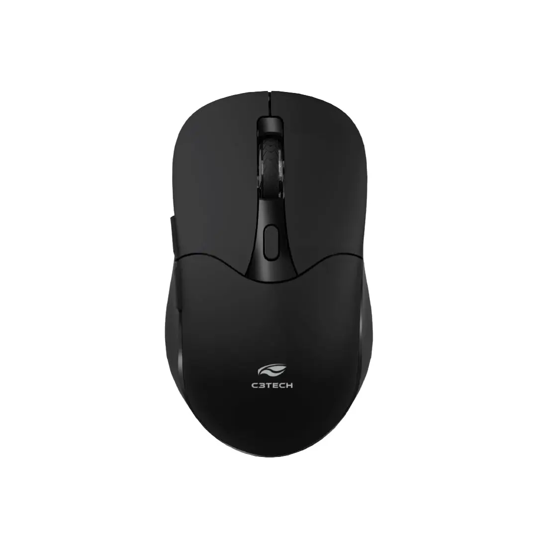 C3Tech mouse Bluetooth 5.0 e sem fio 2.4GHz M-BT60BK, Preto, Bateria recarregavel, com 6 botoes, 1600 DPI Ambidestro Plug and Play compativel com Windows, MACos, Linux, Chrome