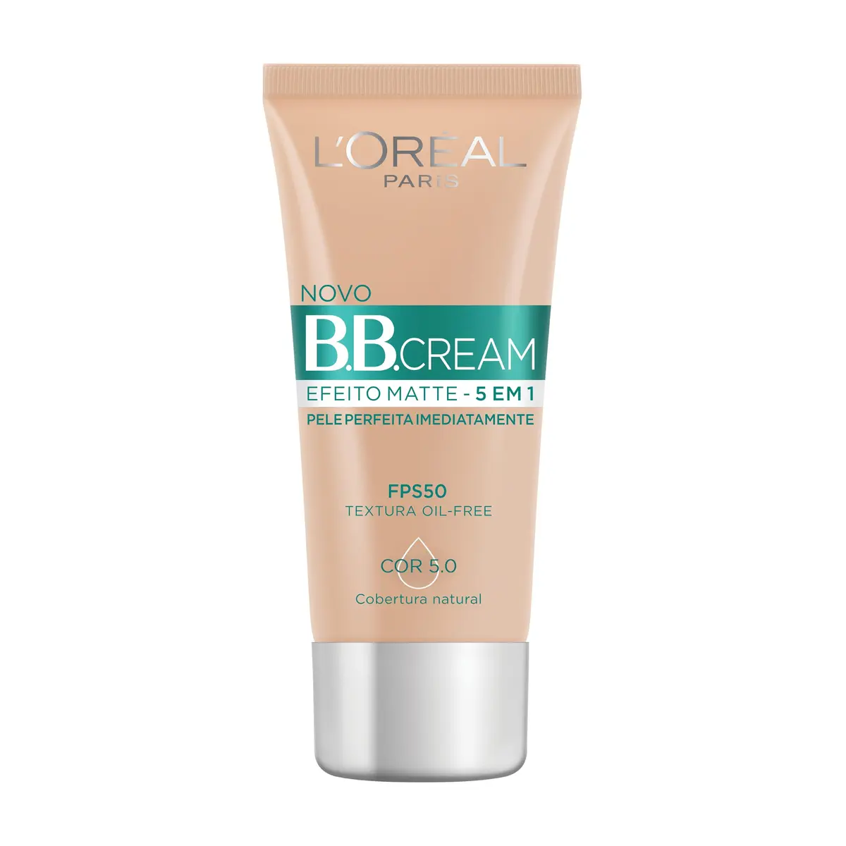 L'Oréal Paris BB Cream 5 em 1 com Efeito Matte, Ação Antibrilho, Controle de Oleosidade, Uniformiza e Ilumina para Peles Mistas a Oleosas com FPS 50 Cor Morena 30ml