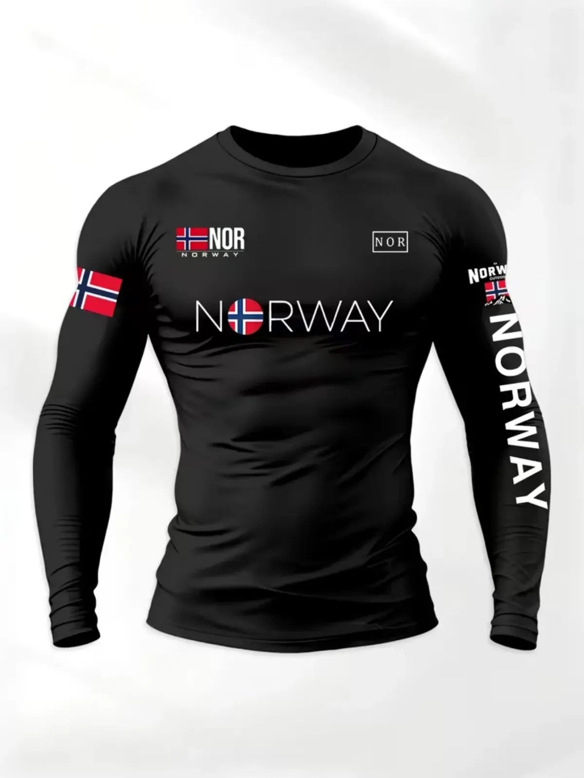 Camiseta masculina de compressão para modelagem muscular, alta elasticidade, absorção de suor e respirável, traje de treino para motociclismo. - 1