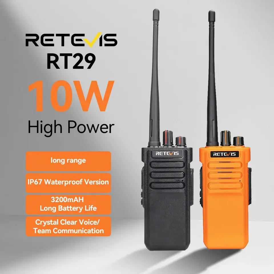 Retevis RT29 10W Radio VHF or UHF Comunicador Profissional Longo Alcance Walkie Talkie à Prova D'água IP67 Profesional Radio ht Portáti Radios Comunicadores Longa Distância Fazenda Fábrica Armazém Floresta