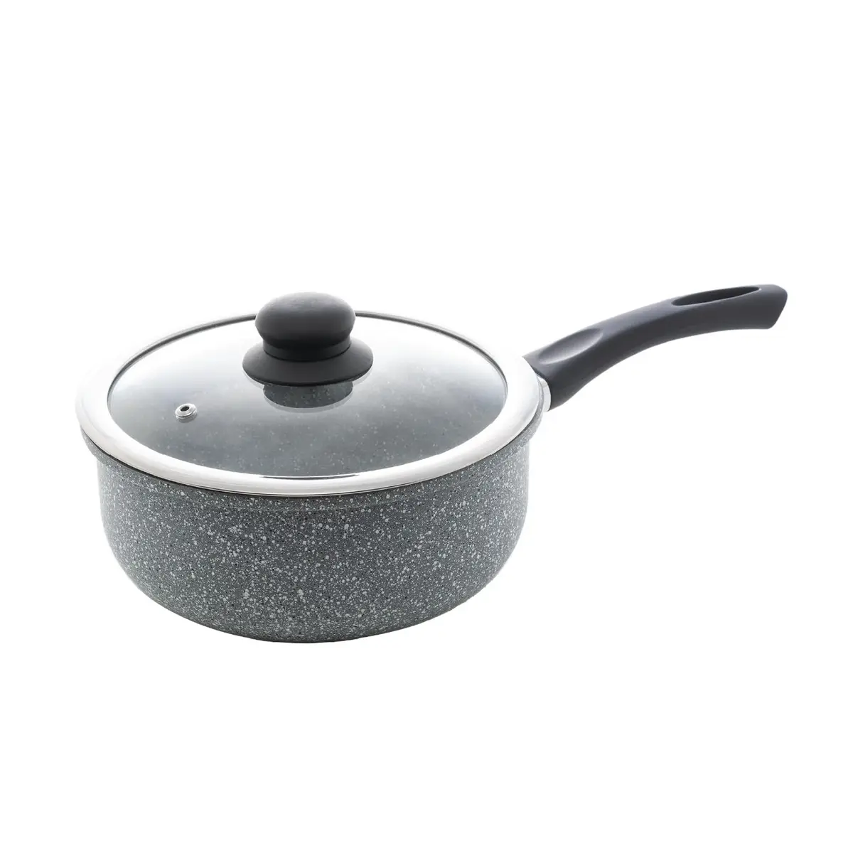WOLFF - Panela de Indução em Alumínio com Revestimento Cerâmico e Tampa de Vidro Granilite Cinza 20cm