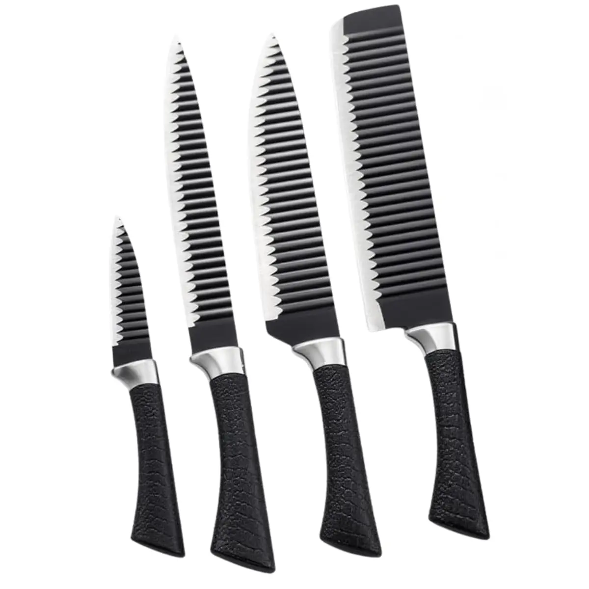 Kit de 4 Facas Profissionais Top Util de Inox Premium Faca Tatica Chef Churrasco de Cozinha de Carne Casa Buritis