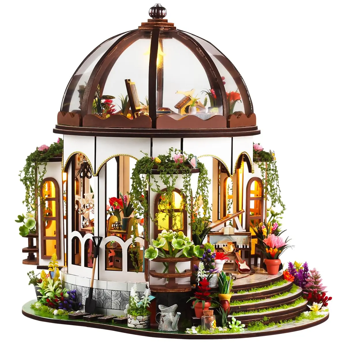 Kit Jardim DIY - Modelo 3D Casa de Flores com Luzes LED, Presente 14+ Anos e Adultos - 1