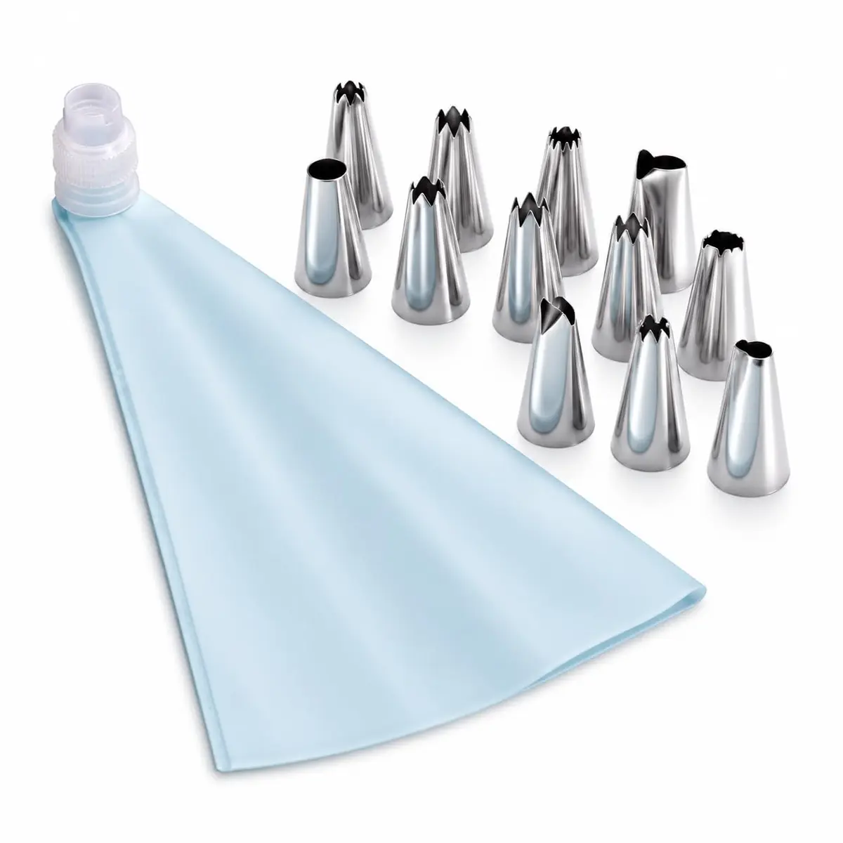 Saco de Confeitar com 12 Bicos de Confeiteiro Reutilizáveis, Kit para Decorar Bolos, Cupcakes, Doces e Sobremesas - 1