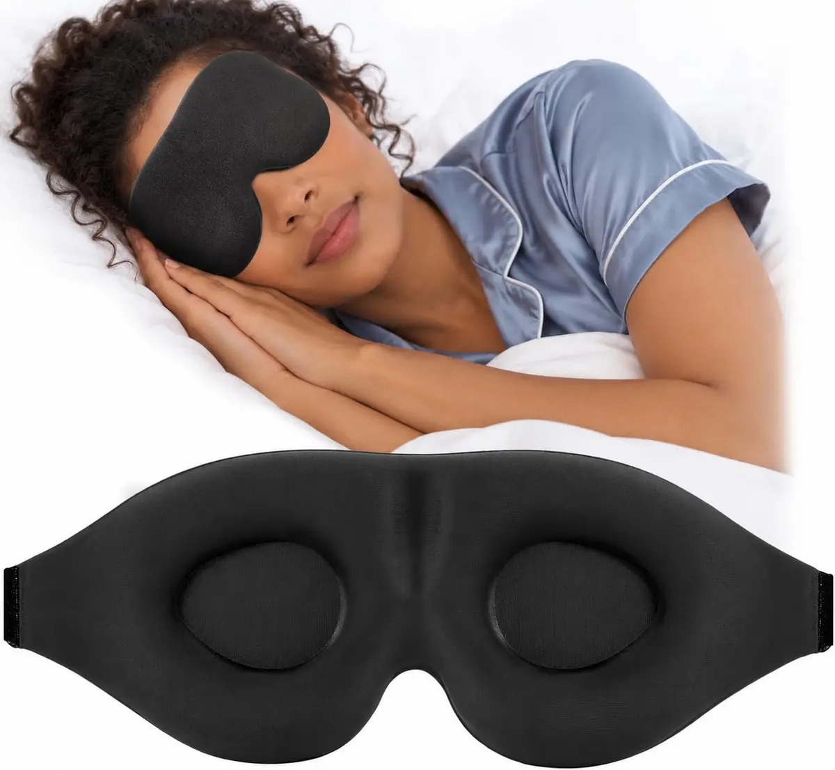 Máscara de Dormir 3D Anatômica Ajustável | Blackout Total, Tapa Olho