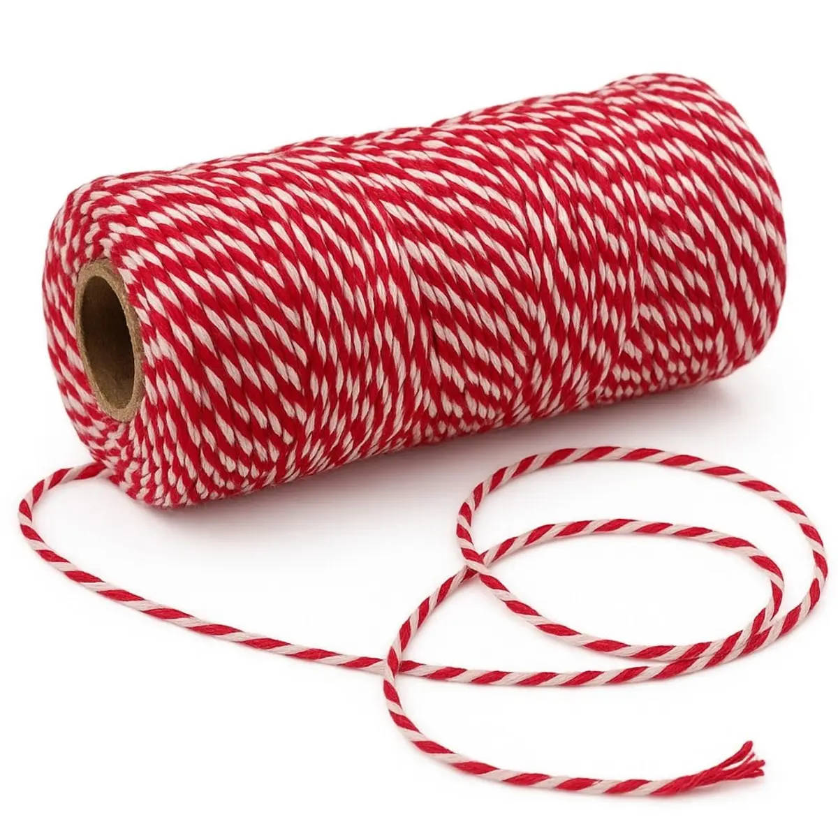 Cordão de Algodão Vermelho e Branco – Barbante Twine Bicolor | Artesanato, Embalagem, Decoração, DIY, Macramê, Scrapbook, Festa, Presente
