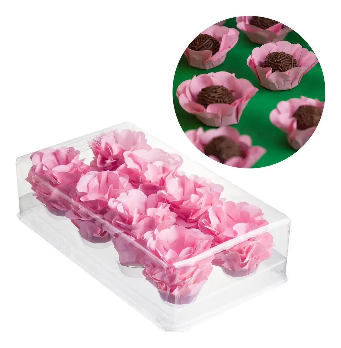 Forminhas Doces Finos Flor Rosa Papel Offset 40 Un Forma Docinhos
