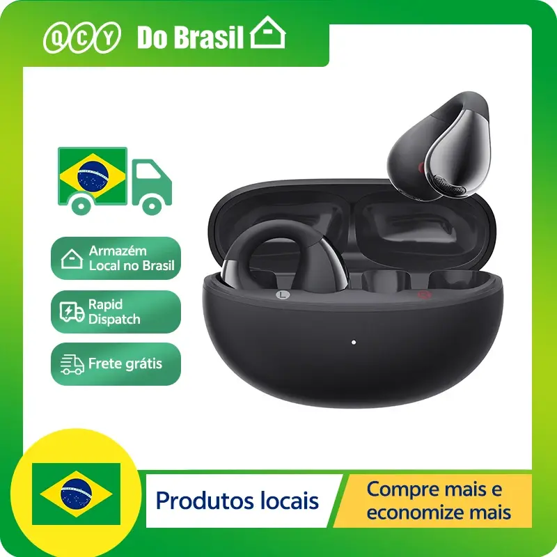 Fones de Ouvido Sem Fio QCY Crossky C30 Bluetooth 5.4, Ear Clip TWS, Fones Esportivos de Ouvido Aberto, Headphone com Conexão Dupla - 1