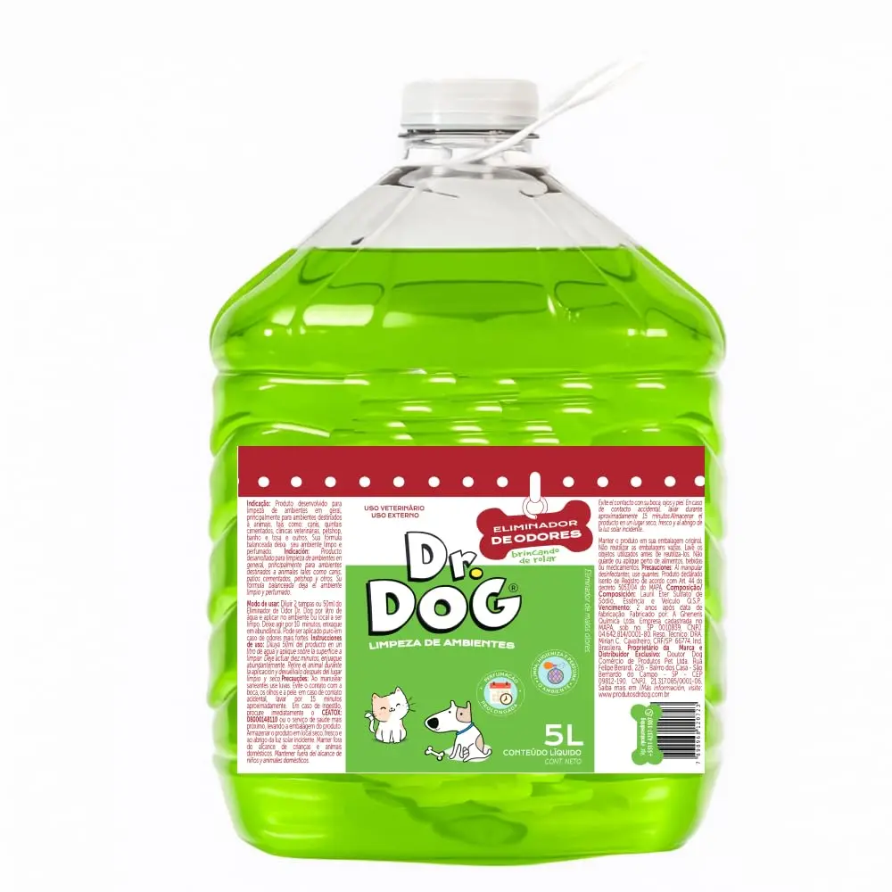Elimina Odores Pet Dr. Dog Concentrado 5Litros - Desinfetante Anti Odor Pet - Limpeza Segura e Refrescante para Ambientes com Pets - Versões (Capim Limão Refrescante)