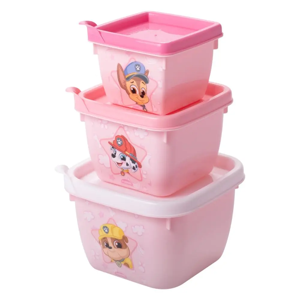 Kit 3 Potes Quadrado Decorado Infantil Conect Patrulha Canina Menina Plasútil
