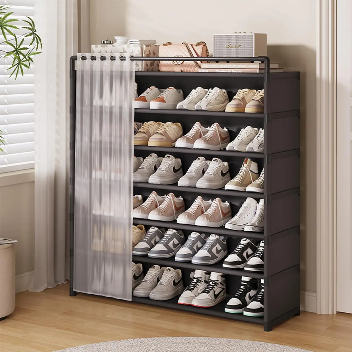 BEMMY Sapateira com 7 Níveis, Organizador de Prateleiras para Sapatos, Organizador de Sapatos de Grande Capacidade e Economia de Espaço, Organizador de Sapatos Autônomo (86CM)