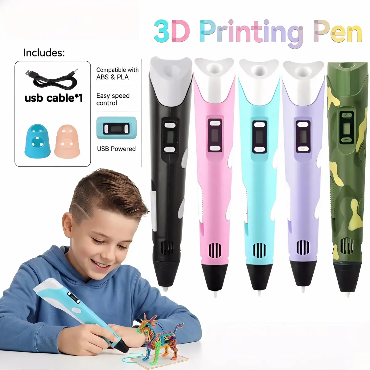 Caneta de Impressão 3D com Tela LCD, Compatível com Filamento PLA, Caneta de Desenho Segura para Crianças, Presentes de Aniversário DIY para Meninos e Meninas - 1