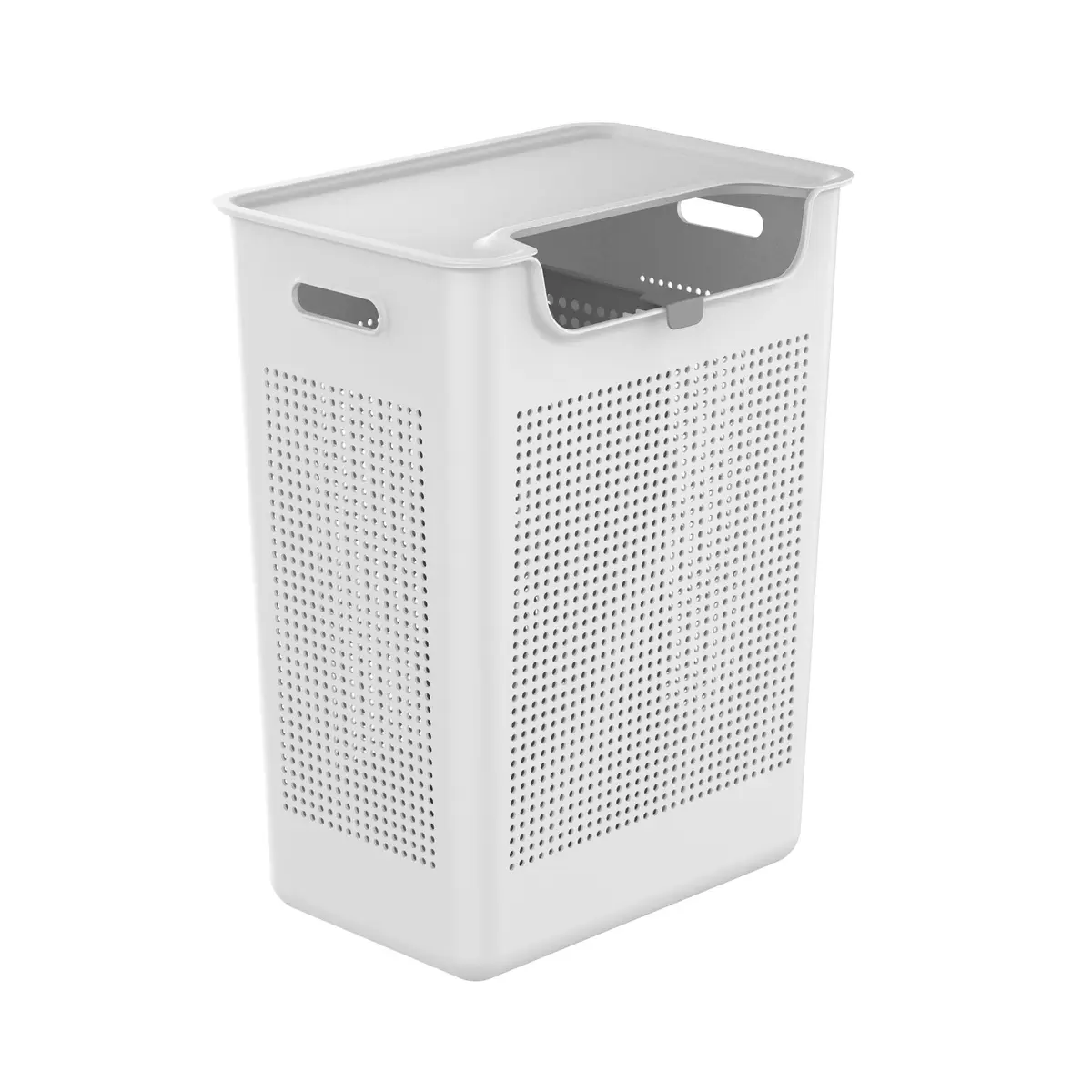 Ou Cesto de Roupas Duplo Compartimento 50L Branco Linha Flow