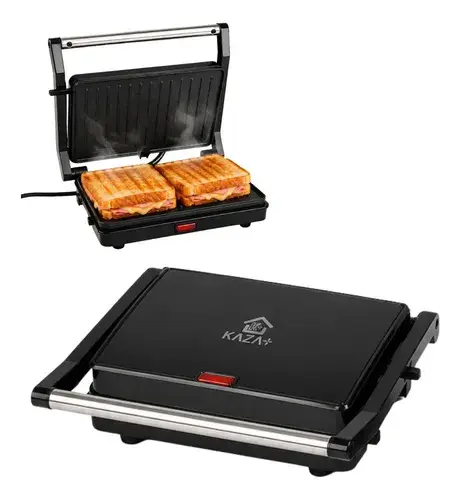 Grill Sanduicheira Elétrico Chapa Dupla 750w Preto 2 Em 1 Preto - R$ 99 - 1