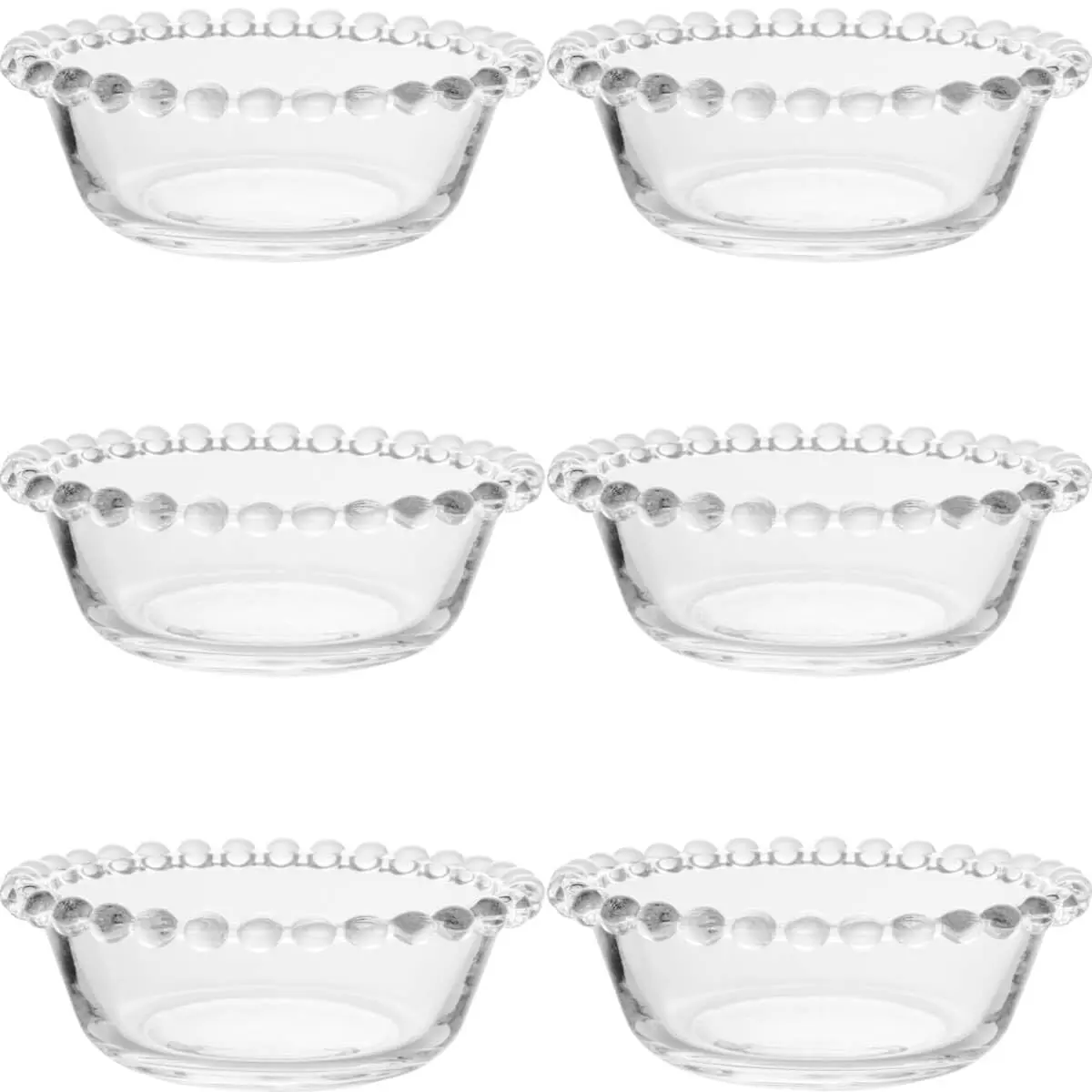 Conjunto 6 Bowls 180ml de Vidro Tigela para Sobremesa Frutas Petiscos Pearl Wolff Transparente
