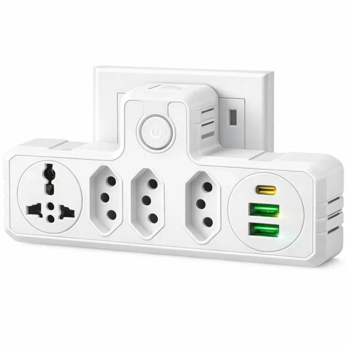 Extensão Elétrica Tomada, Selo Inmetro, Régua de Energia, Filtro de Linha Adaptador Tomada, 3 Tomadas + 1 Universal 10A, 2 Interfaces USB, 1 Porta USB Tipo-C Botão liga e desliga 2500W bivolt