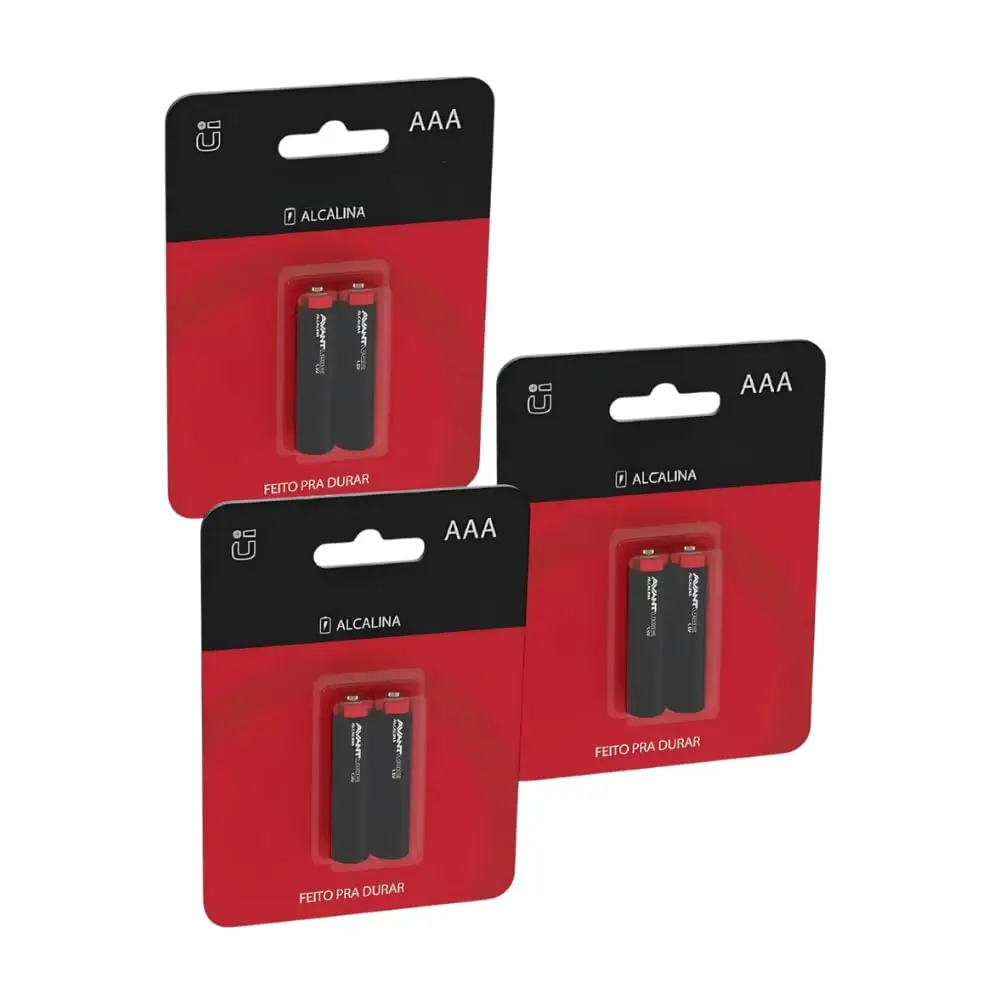 Kit 6 Pilhas AAA Alcalinas Avant 1,5V Palito Antivazamento