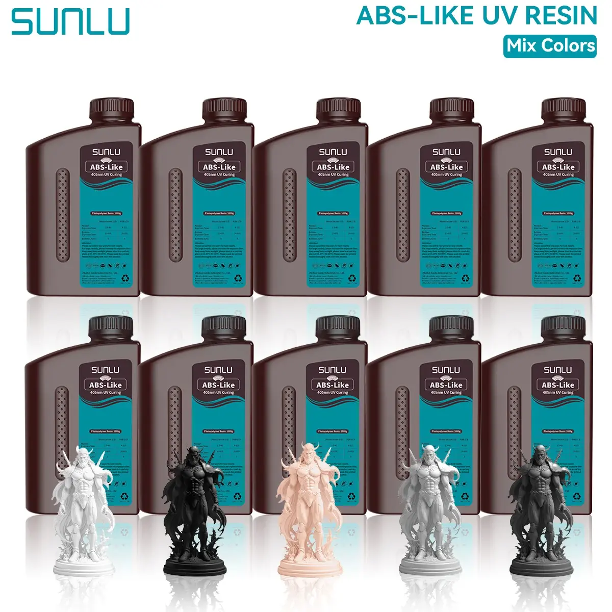 Sunlu resina de impressora 3d tipo abs, 10kg, 405nm, cura uv, rápida, alta resistência, fotopolímero para a maioria das impressoras 3d lcd/dlp/sla