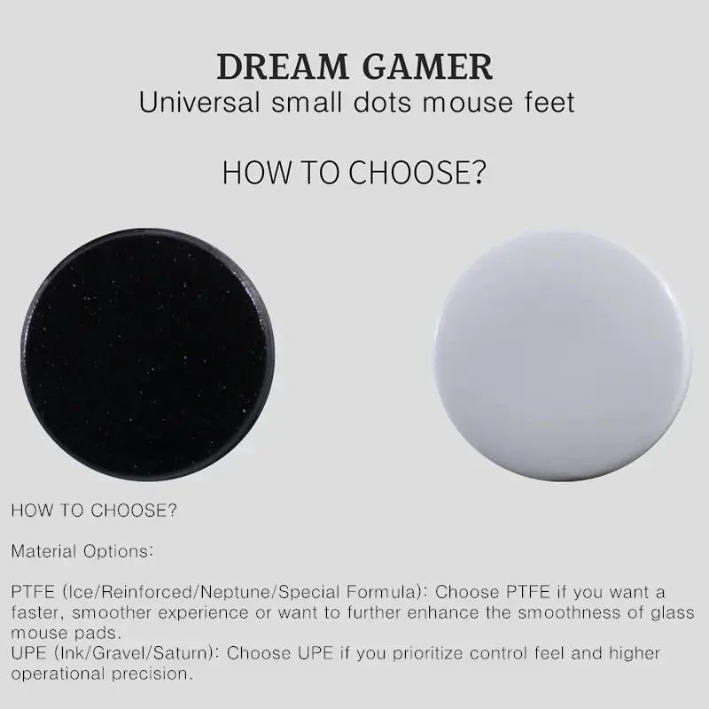 Pés de Mouse Universais DIY Dream Gamer com Pontos Pequenos, Deslizadores Duráveis de PTFE UPE para Controle de Velocidade ICE, para Mouse Pads de Tecido e Vidro