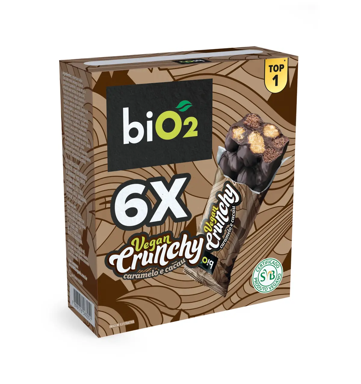 biO2 Vegan Crunchy Cacau e Caramelo 6 x 28 g - 1