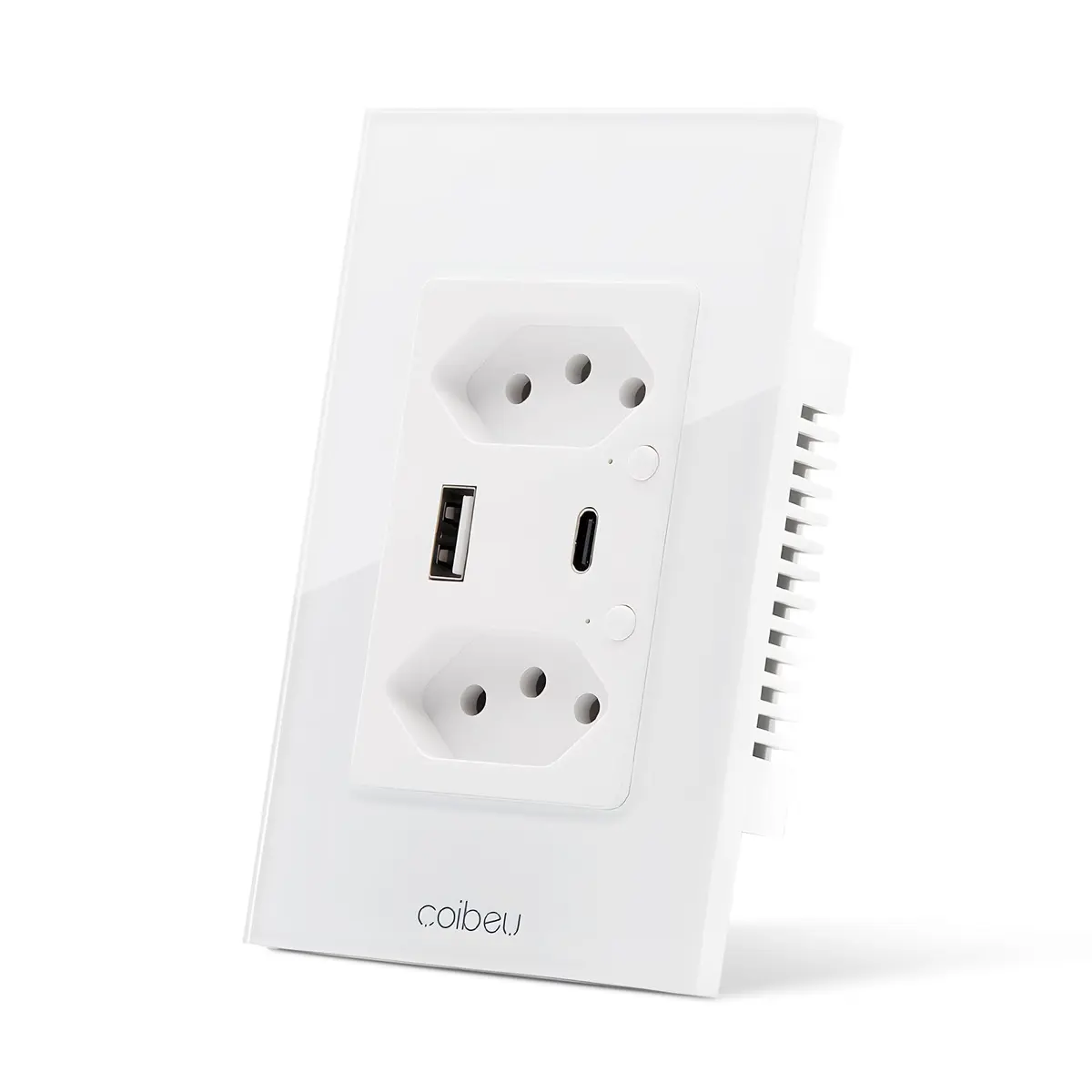 Interruptor Inteligente WiFi, Tomada Inteligente WiFi, Controle Remoto de Eletrodomésticos Por Telefones Celulares, Interruptor Cronometrado, Controle Por Voz, 1 porta USB e 1 porta Tipo-C (Branco)