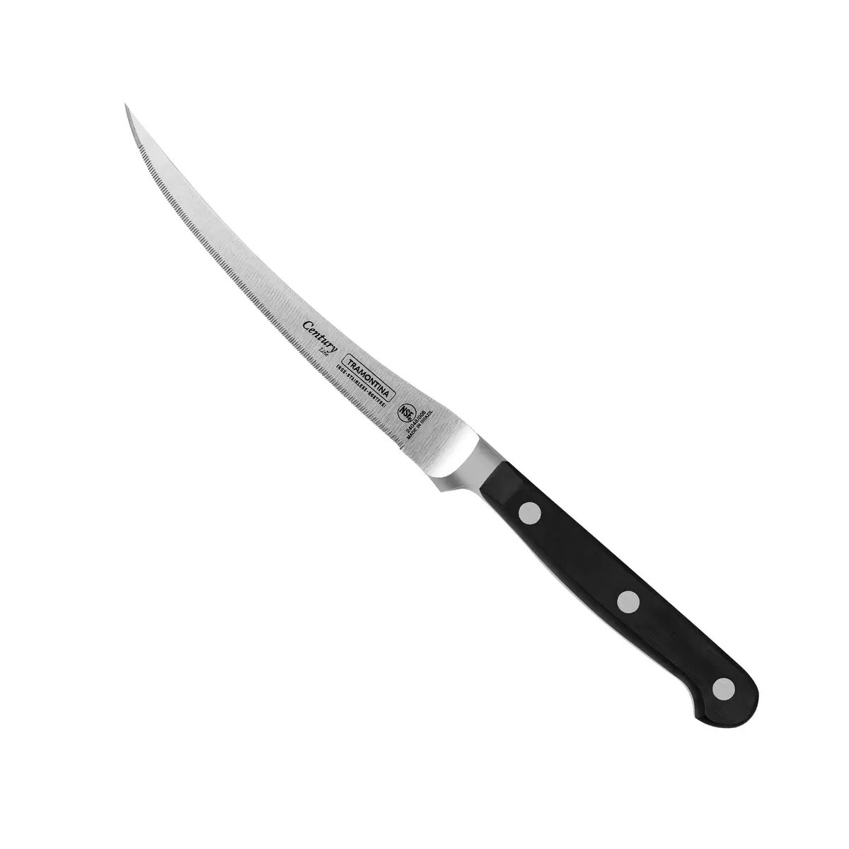 Faca Para Tomate Tramontina Century Com Lâmina Em Aço Inox E Cabo De Policarbonato Com Fibra De Vidro Preto 5"