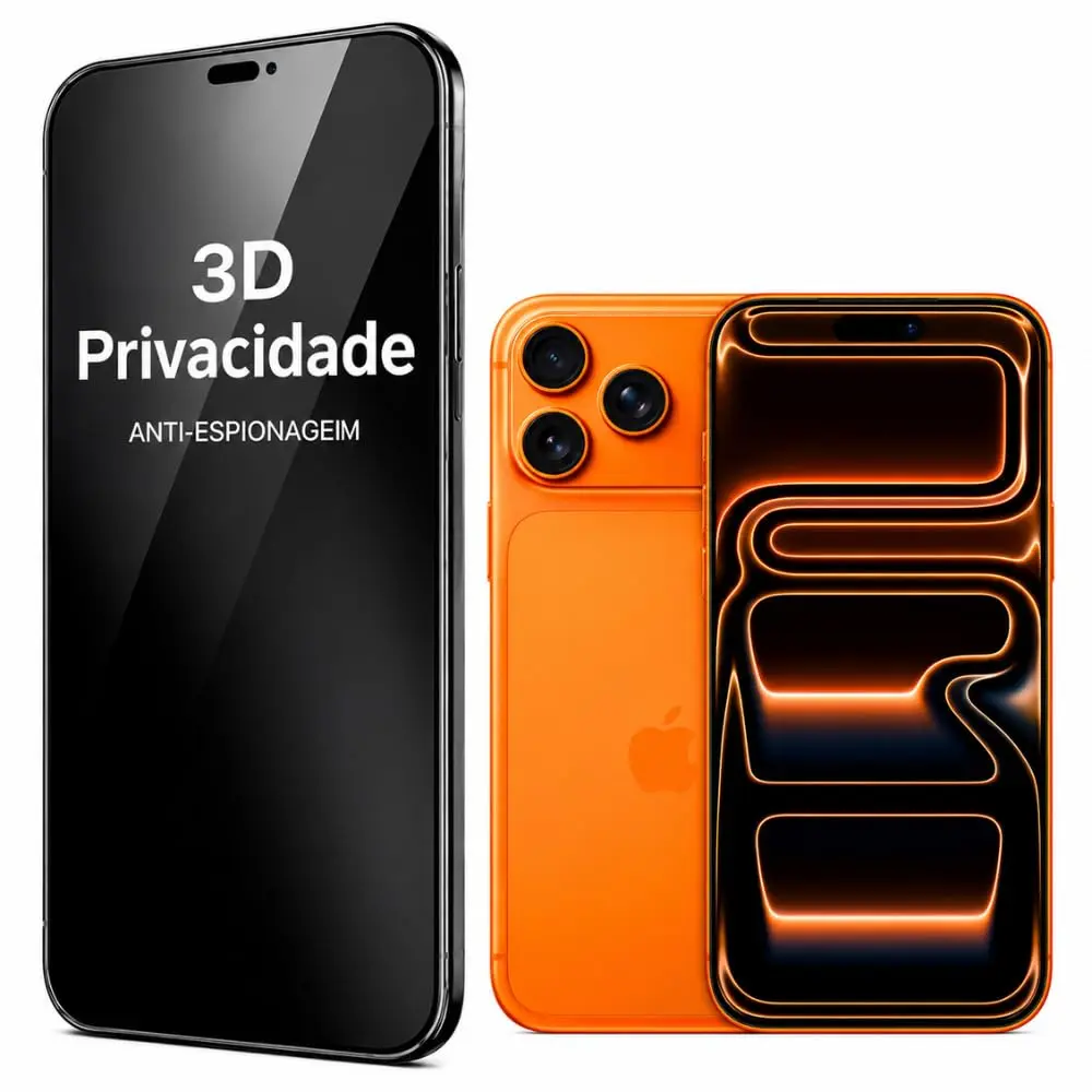 Película Privacidade 3D VIDRO Protetora de Tela Anti-riscos queda Proteção Total Compatível com Celular IPHONE X/11/12/13/14/15/16E PRO MAX ANTI BISBILHOTEIRO (13PROMAX/14 PLUS)