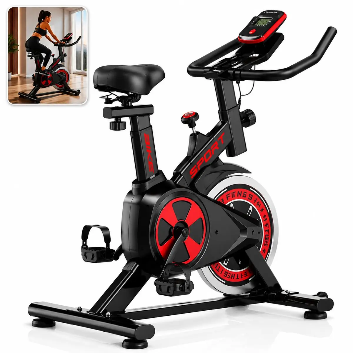 Bicicleta Ergométrica Bike Spinning – Bike Treino em Casa, Academia, Exercícios Cardio e Emagrecimento, Design Confortável e Ajustável, Vertical Silenciosa +100kg