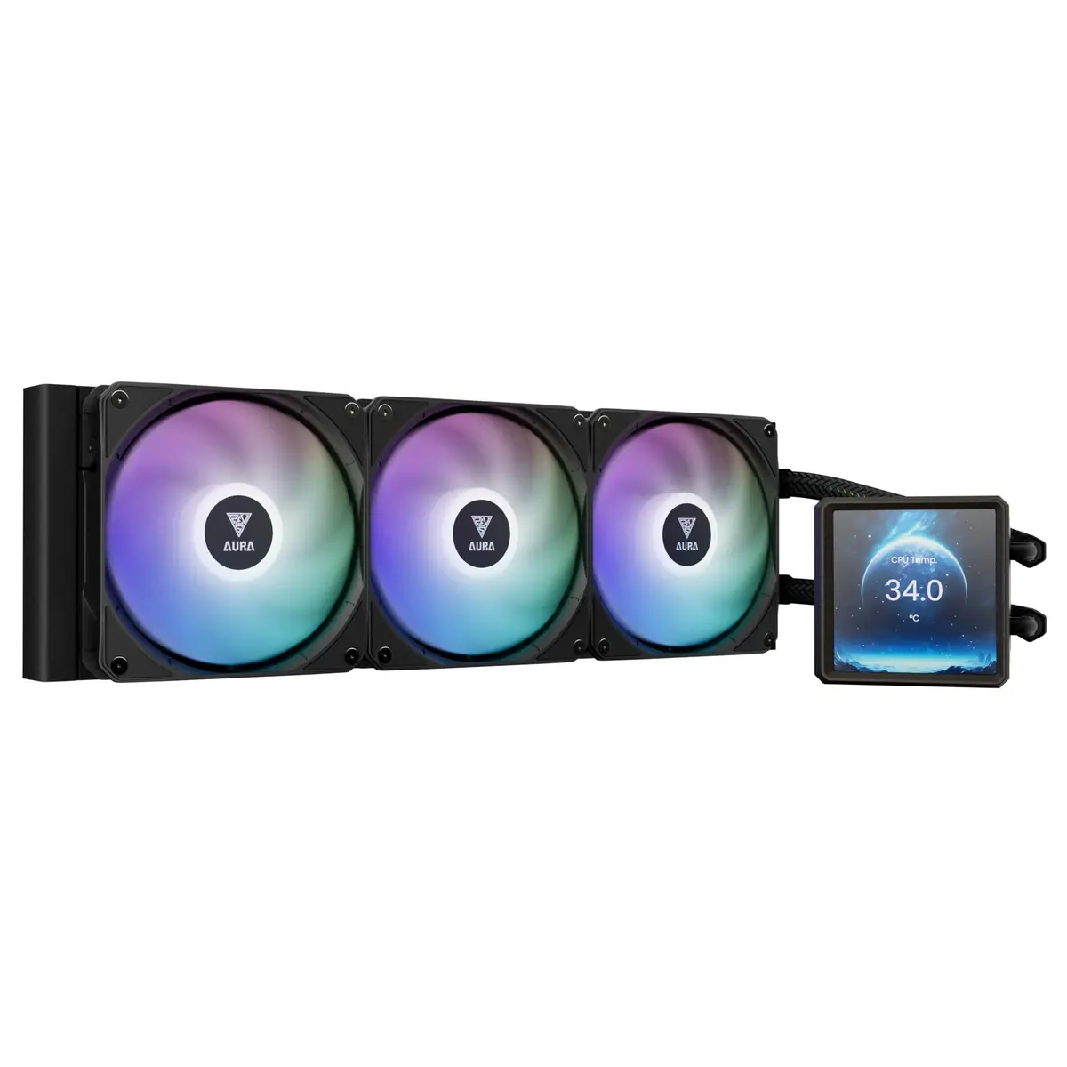 Water Cooler Gamdias Aura GL360 LCD Preto ARGB com Tela LCD 4” IPS