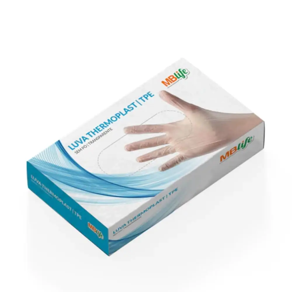 MEDIX Luva Thermoplast Sem Pó Mblife Tamanho M (Viniflex) - Caixa Com 100 Unidades