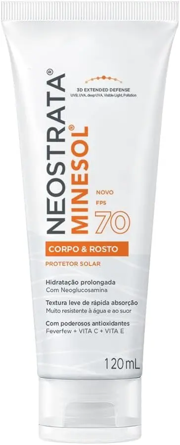 Protetor Solar Corporal Minesol, Resistente à Água, FPS 70, 120ml - 1