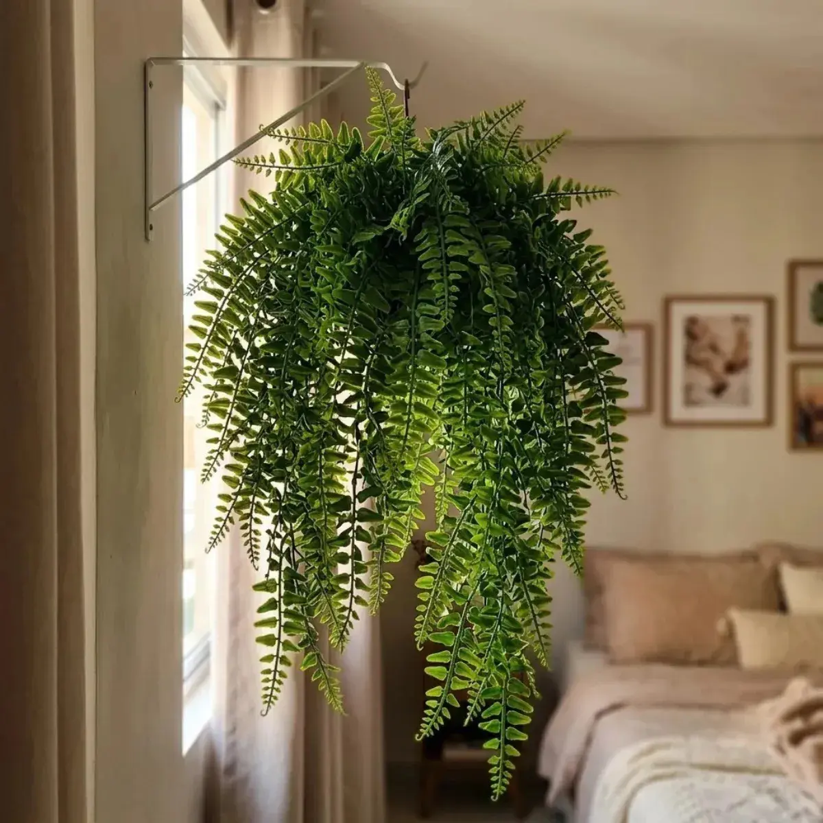 Planta Artificial Decorativa Samambaia Pendente Jardim Enfeite Realista Kit 2un thumbnail 2