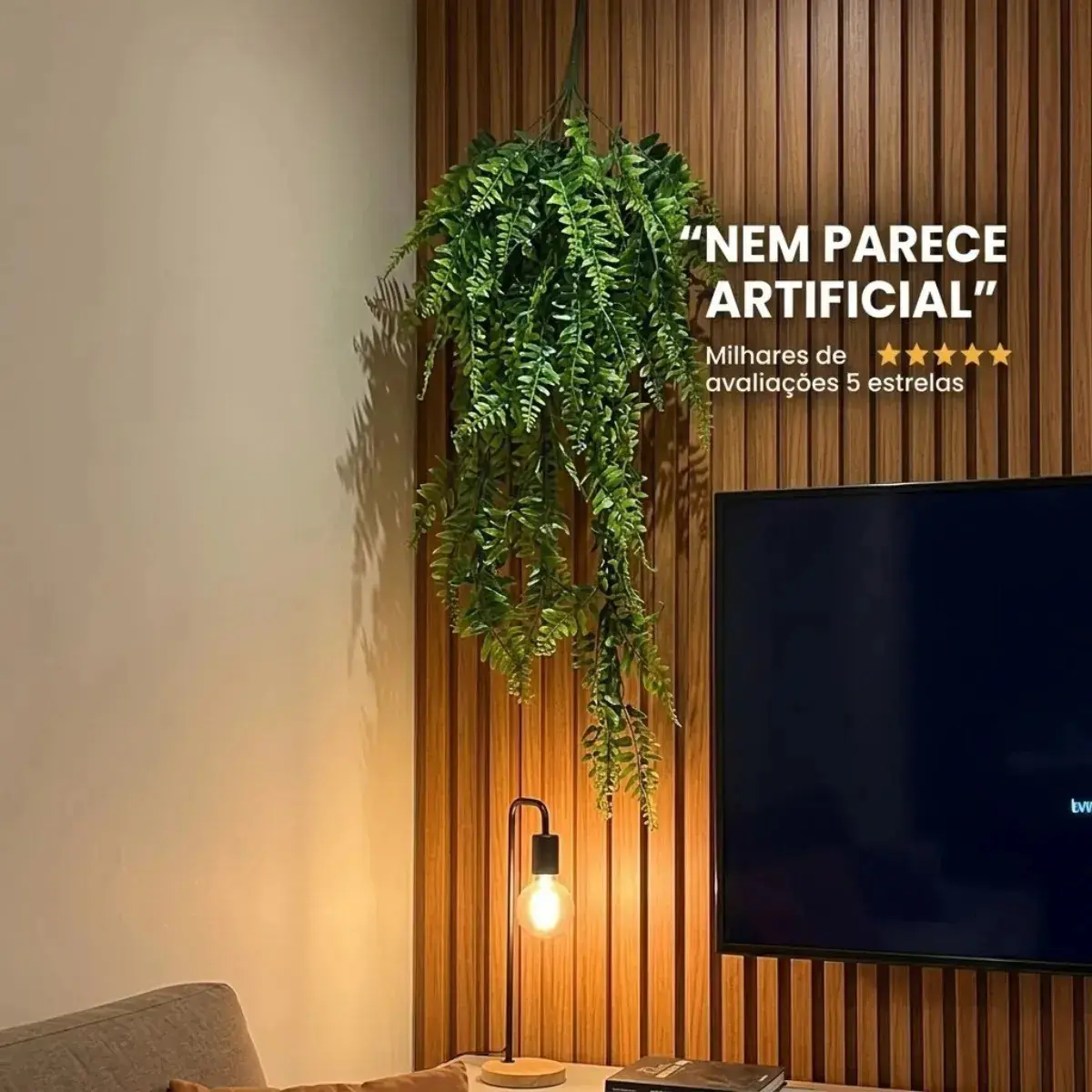 Planta Artificial Decorativa Samambaia Pendente Jardim Enfeite Realista Kit 2un thumbnail 6