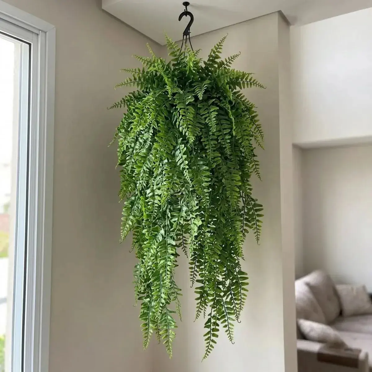 Planta Artificial Decorativa Samambaia Pendente Jardim Enfeite Realista Kit 2un thumbnail 9