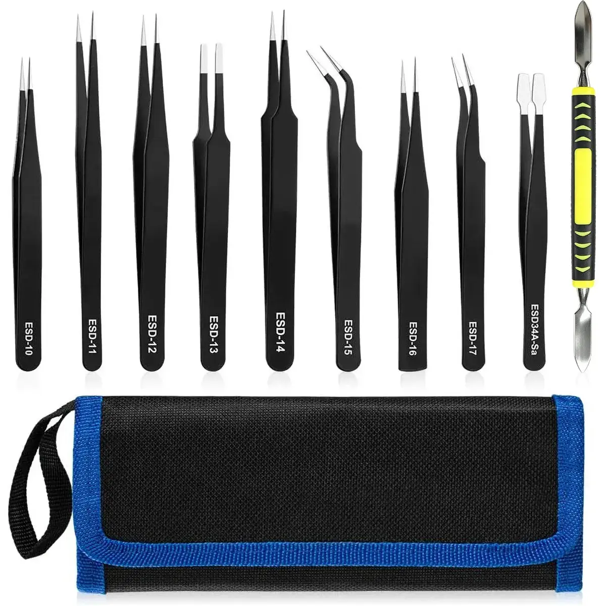 Kit De Pinças Eletrônicas Naisieka NZTZ Antiestáticas Em Aço Inoxidável Com 10 Peças Para Reparo De Celular E Montagem