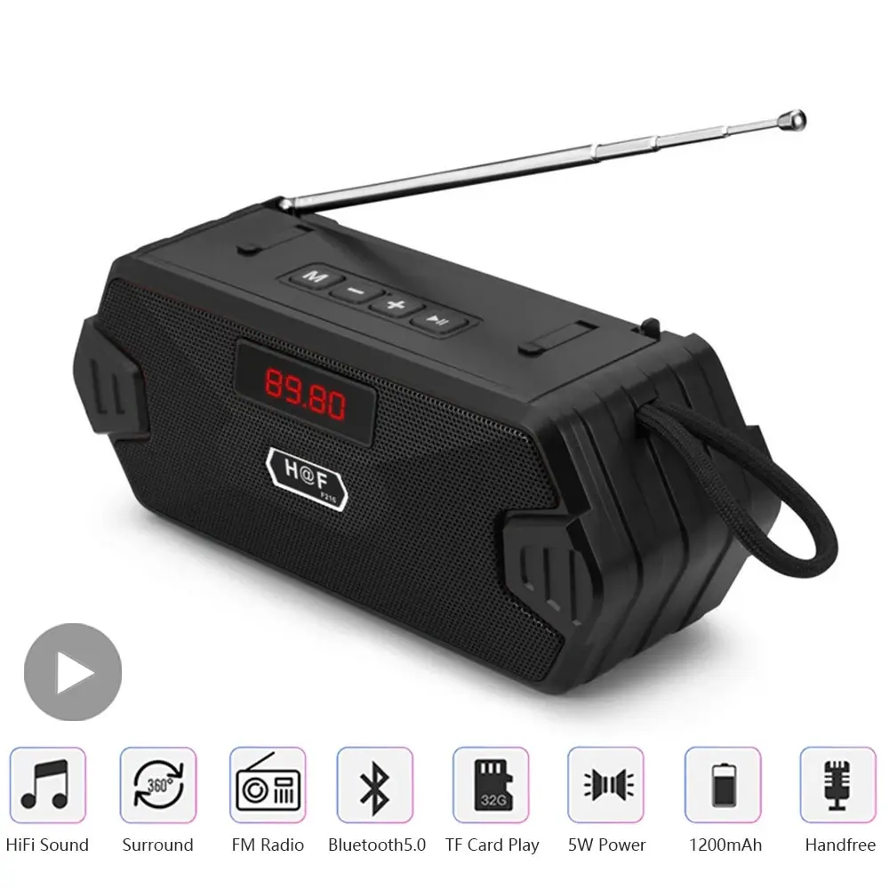 Rádio fm receptor ao ar livre portátil aux sem fio bluetooth alto-falante subwoofer caixa de som música baixo alta fidelidade blutooth casa carro blutooth - 1