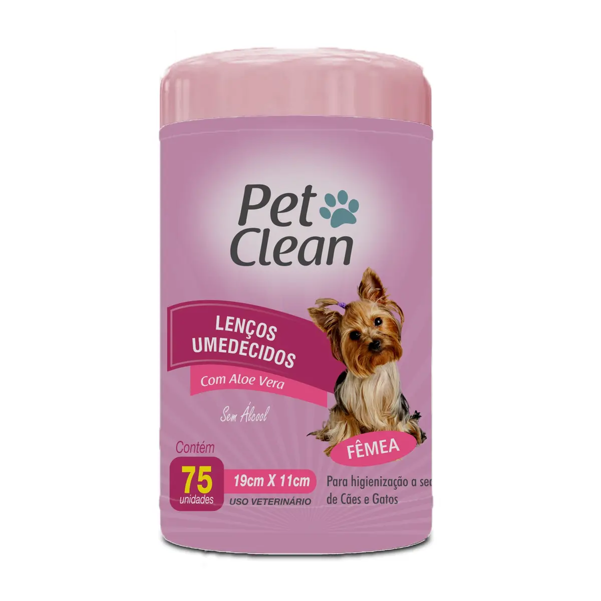 Pet Clean Lenço Umedecido para Fêmeas, Cães e Gatos, Branco | Higieniza pelos, patas, focinho, pele e orelhas, com fórmula balanceada para todas as idades - 1