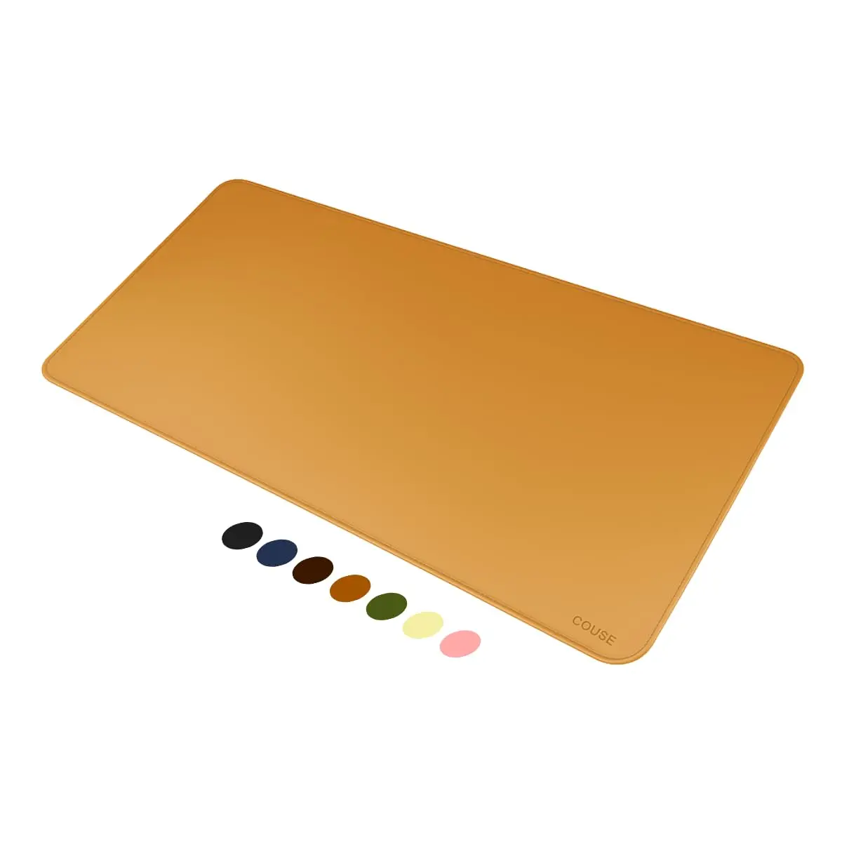 Mouse Pad Desk Pad Couse em Couro Ecológico 90x40cm + Porta-Copos Premium (Caramelo)