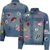 Ultra Game NBA Jaqueta jeans masculina envelhecida com patch de jeans - 1